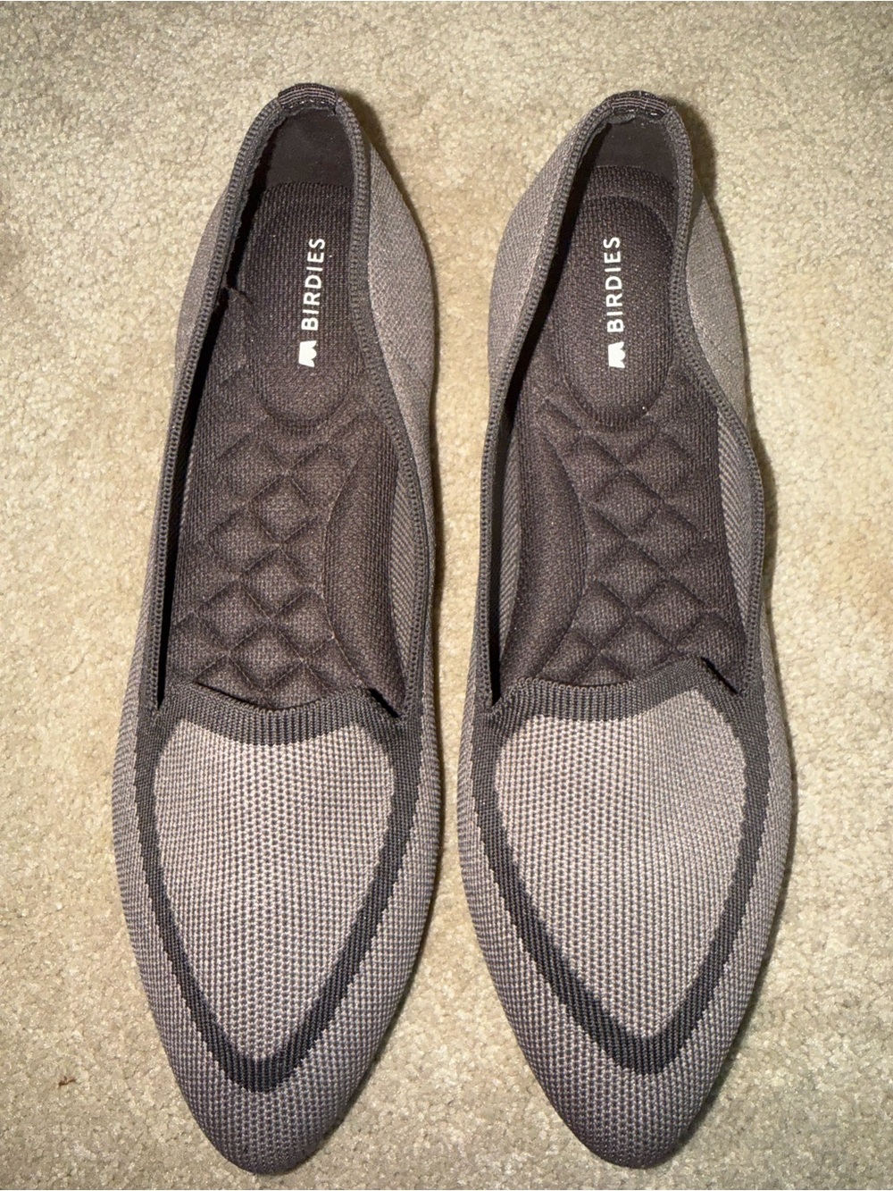 Birdies Taupe Knit Slip-On Pointed Flats